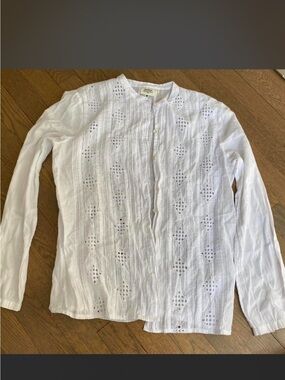 Hartford White Eyelet Button-Front Women's Shirt